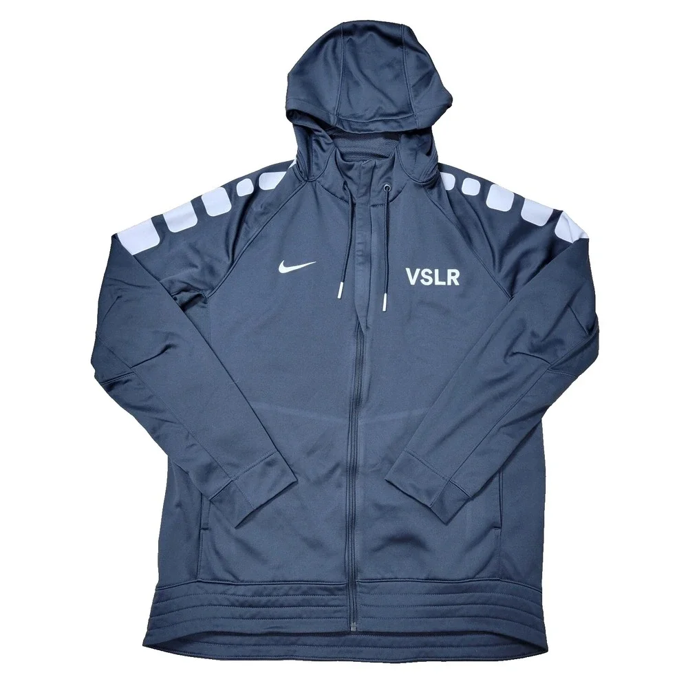 Nike Therma Fit Mens Large Gray White Full Zip Hoodie Jacket Swoosh